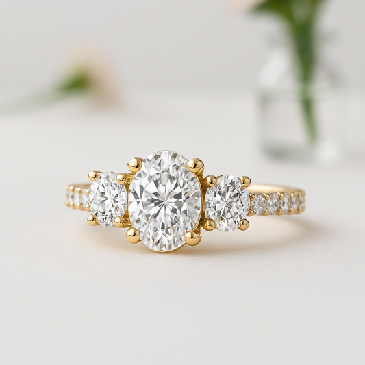 The Oval Trinity™ Setting in 14k yellow gold
