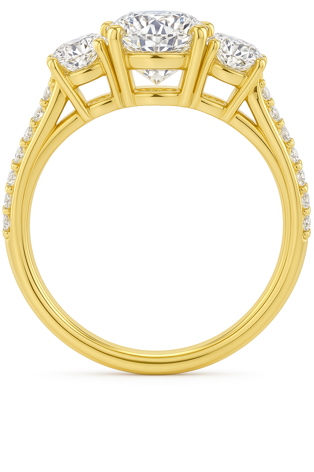 The Oval Trinity™ Setting in 14k yellow gold